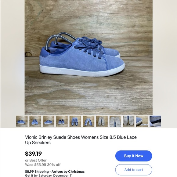 VIONIC BRINLEY WOMEN SUEDE BLUE LACE UP SNEAKERS. SIZE 7.5 - Picture 11 of 11